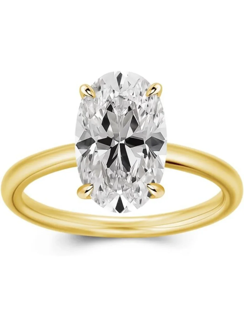 Stunning 3.5 Carat Elongated Oval Cut Engagement Ring, 925 Sterling Silver